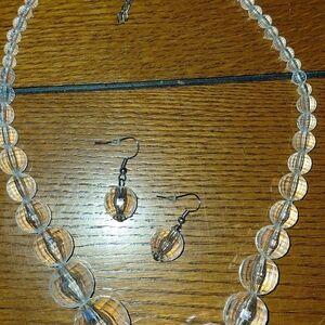 Vintage (1950's - 1970's) Crystal Faceted Beaded Necklace and Earring Set